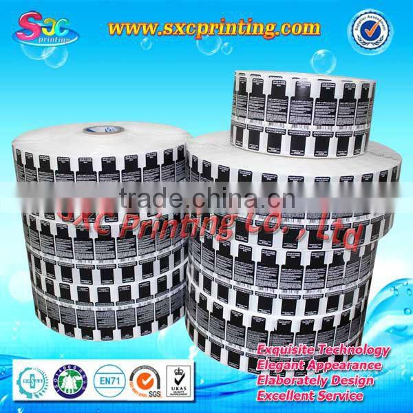 Black and white roll sticker for cosmetic used clear polymer synthetic paper