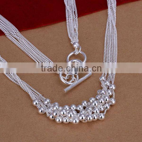 wholesale 2014 fashion women bead pendant jewelry 925 sterling silver necklace