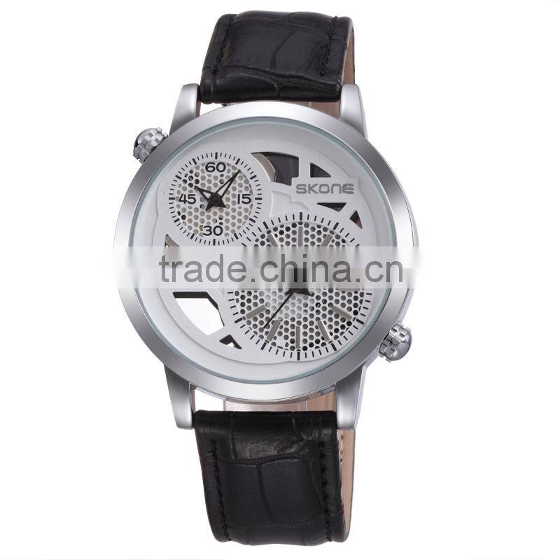 SKONE 9248 Hot Selling See Through Dual Time Zone 2014 Men Watches