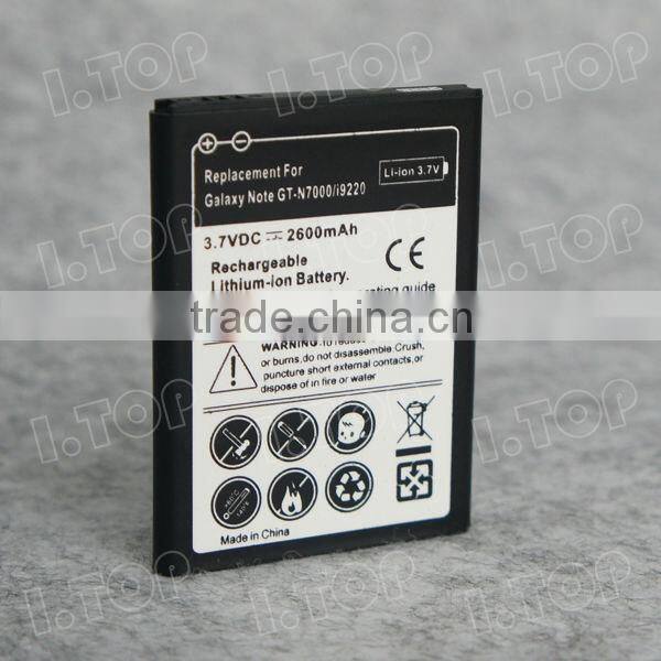 For Samsung Galaxy Note1 I9220 battery,3.7V 2600mAh, Made in china