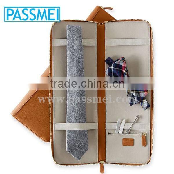 Supple and Durable Brown leather Travel Tie Case