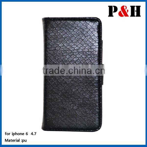 Hot Magnetic Leather Case For iPhone 6 Wallet Case PU leather case with Card Holder