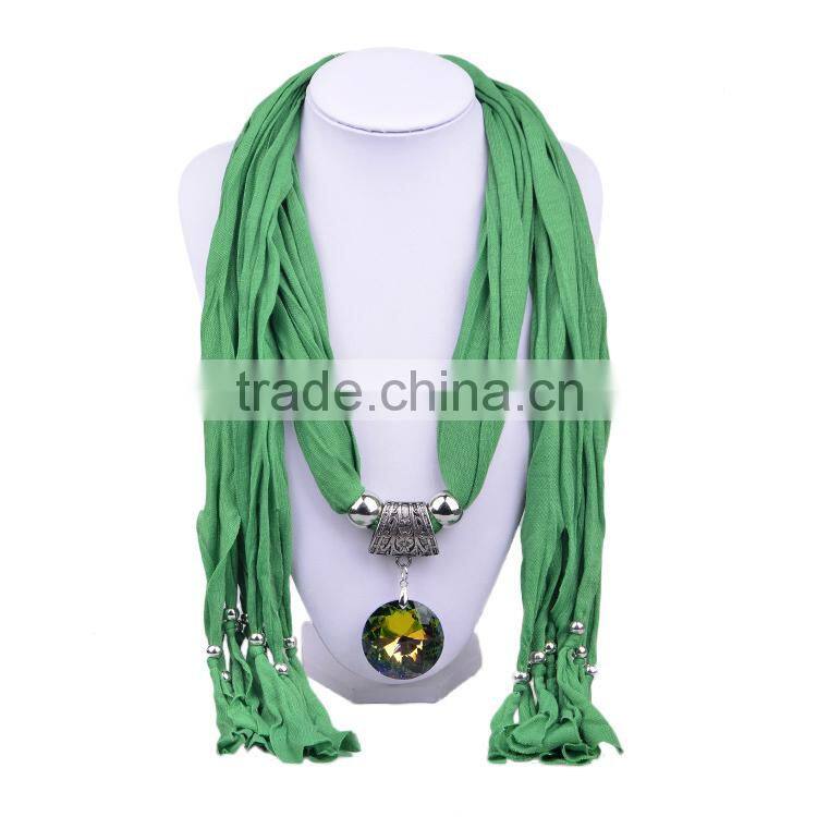 2016 Hot Sale Retail/wholesale 10 different colors Cotton colorful round Pendant Women Winter Scarf Necklace (SC150063)