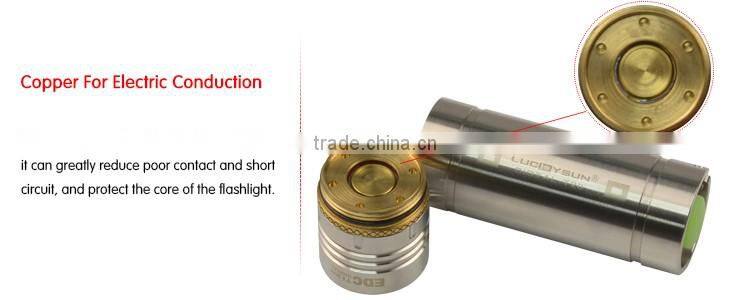 LuckySun 304 stainless steel mini LED flashlight in led flashlights 16340 torch light rechargeable battery