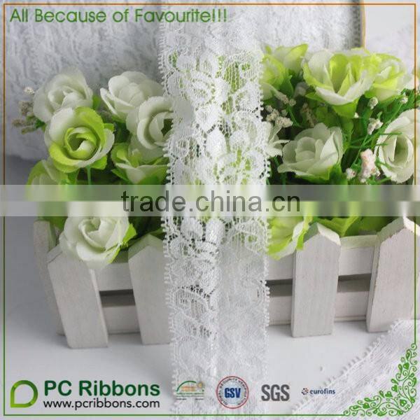 1.5" width white elastic lace trim ribbon