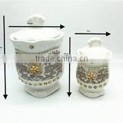 2016 New decorative design white ceramics golden coffee cup set