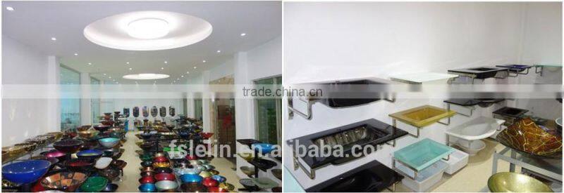 Colorful art glass basin glass vanity transparent sink LH-16026