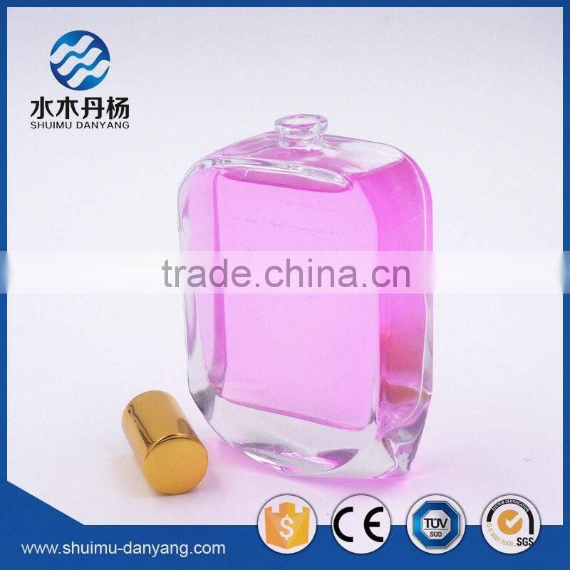 Fancy 100ml personal care use flat glass perfume bottle