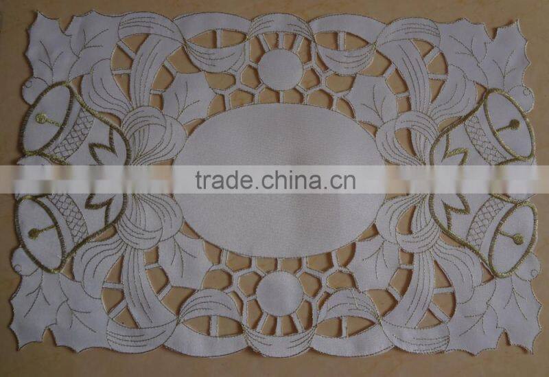 wholesale Xmas round table cloth , round table cloth cutwork