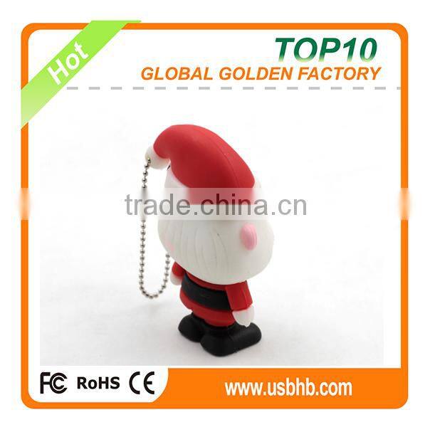 Christmas Santa Shape OEM PVC 2GB 8GB 16G usb flash drive pen drive for Promotion