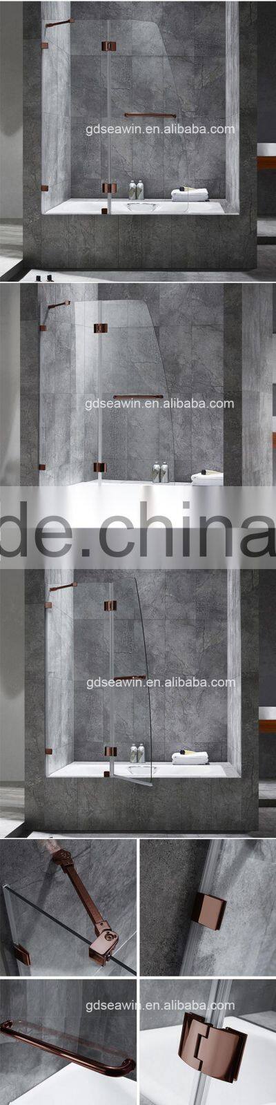 Hot sale European style tempered glass framless hinge style folding bath screen