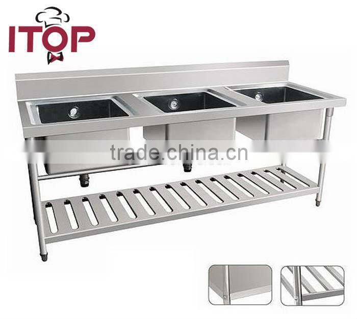 stainless steel AISI201 Three Sinks inTriple Sink Bench