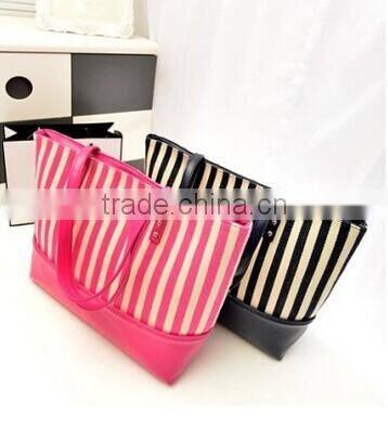 Stripe fashion leisure canvas bag