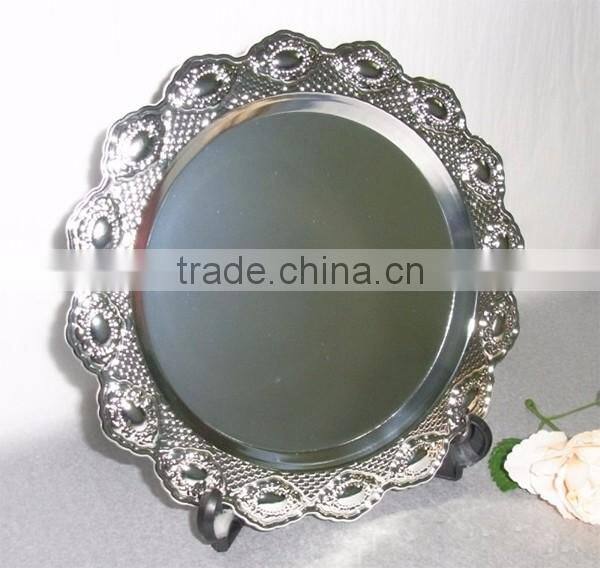 round plate modern design silver platter metal plate Serve up entertaining breakfast collect mails for hotel household