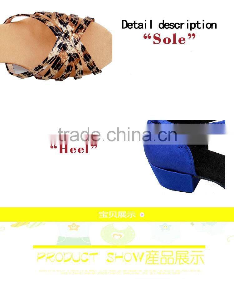 Plus size children dance shoes Leopard latin dancing shoes kids salsa Satin ballroom tango Latin Square dance shoes