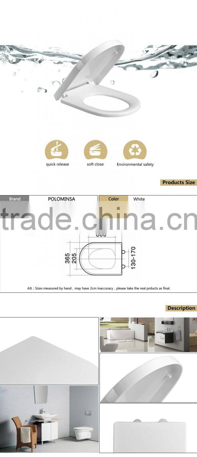 D shape Top Fix Quick Release soft close Coupled toilet seat