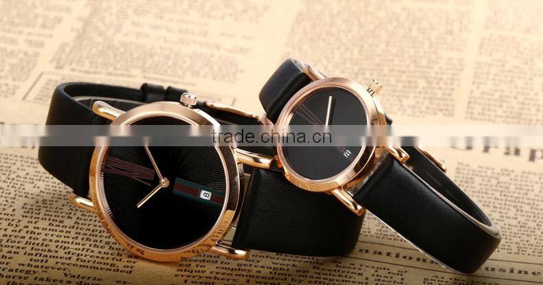 Leather Quartz Pair Couple Watches With Fashion Design