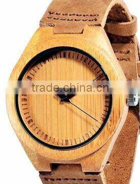 high quality fashion green maple wood watch Japan Miyota movt leather strap bamboo wooden watch