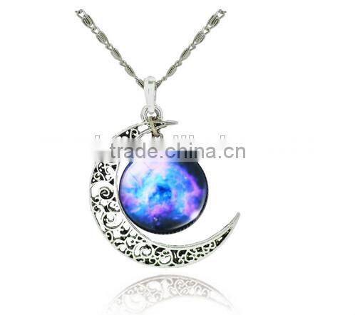 alloy moon time fashion pendant jewelry necklace