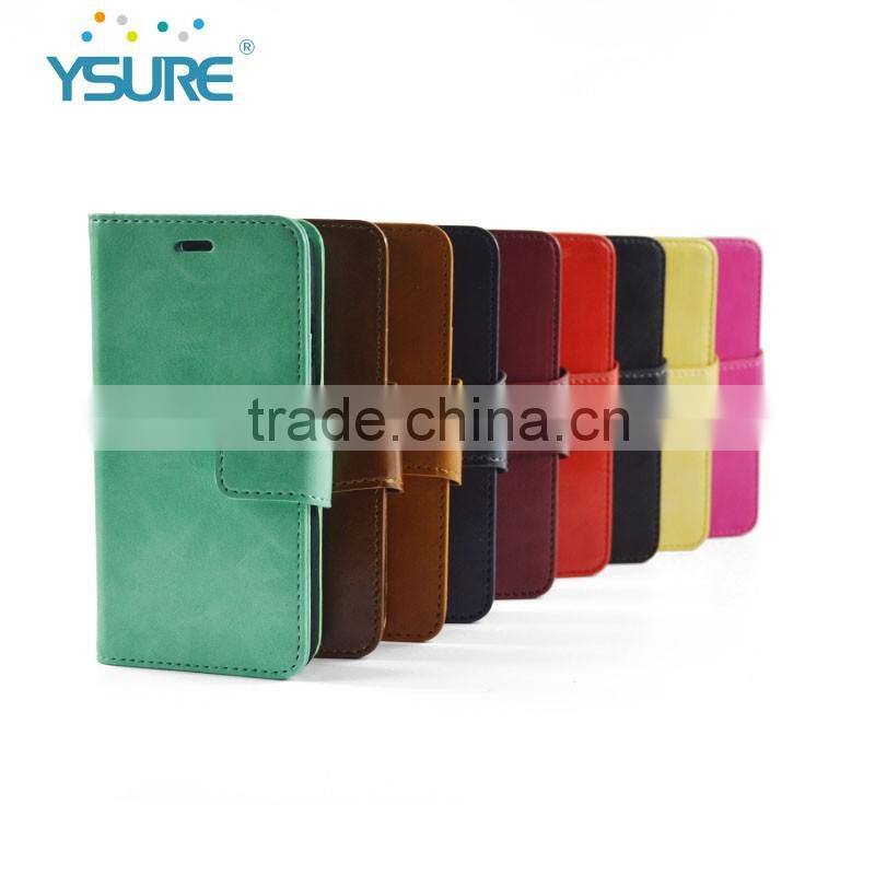 Various Color High Quality PU Leather Flip Wallet Phone Case For iPhone 7 with card slots