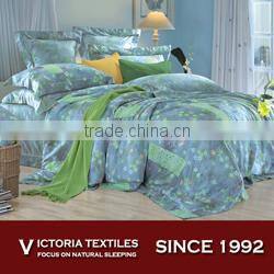 sea green color printed bedding sheet set king comforter set