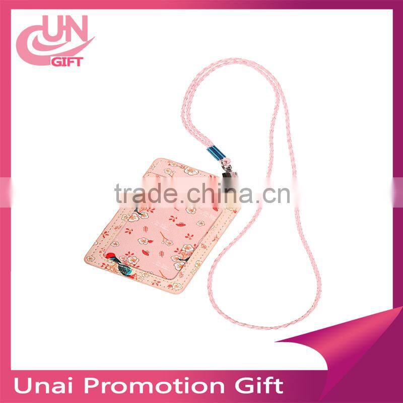 Beautiful 5 kinds of Flower Pattern With Two Card Leather Card Holder for Student