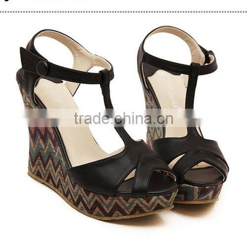 Factory price comfortable sandals wedges heel peep toe sandals high-heeled wedges platform shoes sandals PC3744