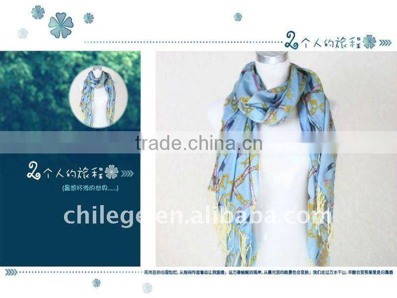 Fashion 100%Wool Chain Printed Scarfs
