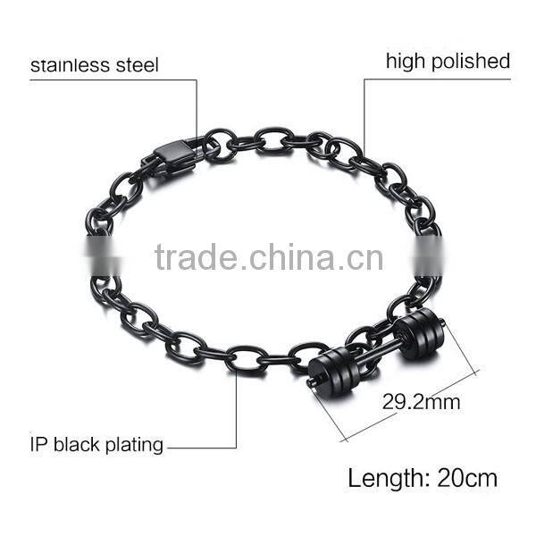 Fashion Dumbbell Pendant Stainless Steel Bracelet