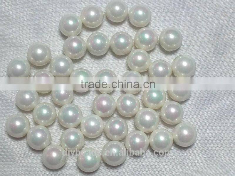 8mm AB white round half hole natural shell pearls beads