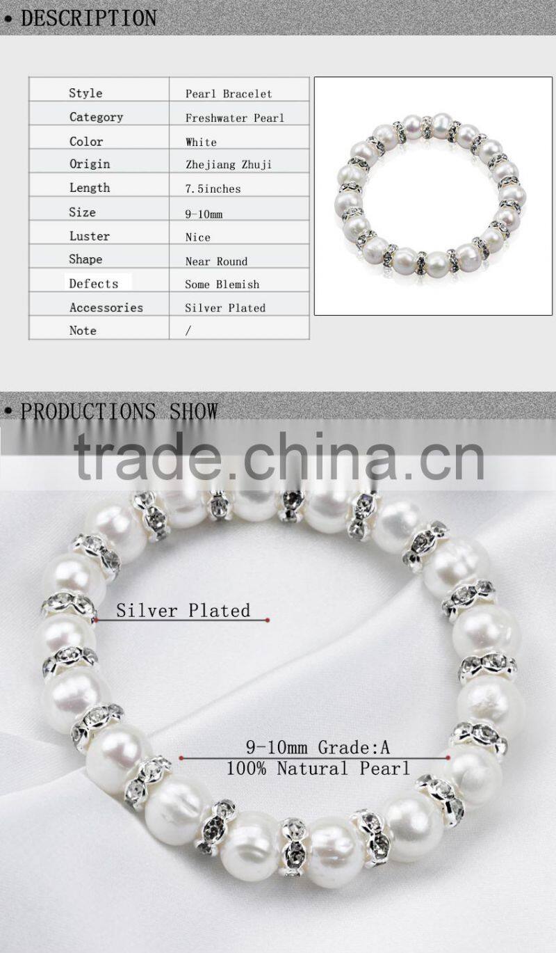 SCI021 9mm potato shape nature freshwater pearl bracelet elastic