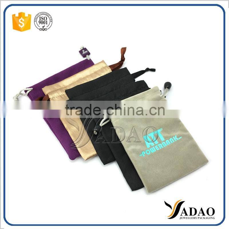 high quality handmade drawstring velvet packaging mobile pouch