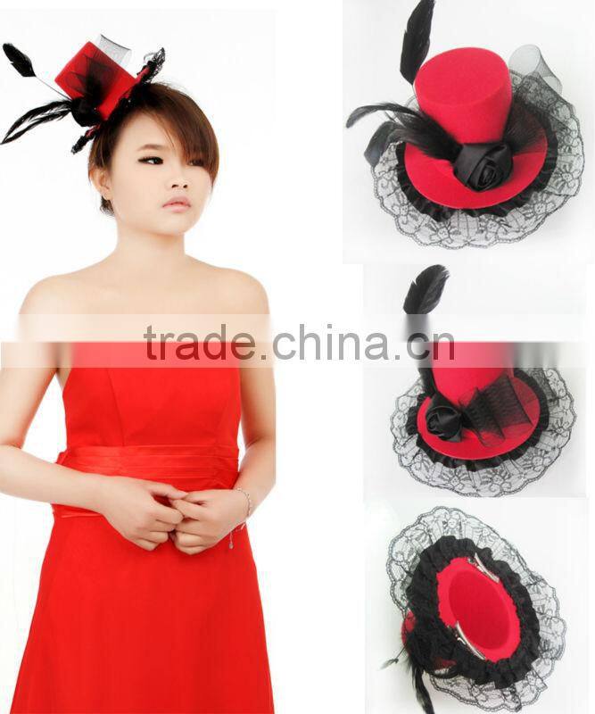 MYLOVE red fascinator headwear feather fascinator wholesale MLGM052