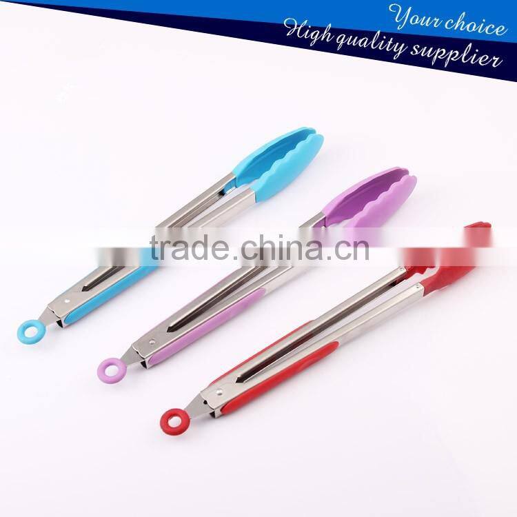Kitchen Tongs and Red Silicone Stainless Steel food Tongs