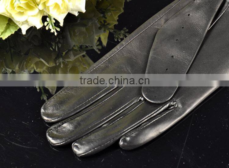 Breathable summer short ladies sheepskin leather driver glove