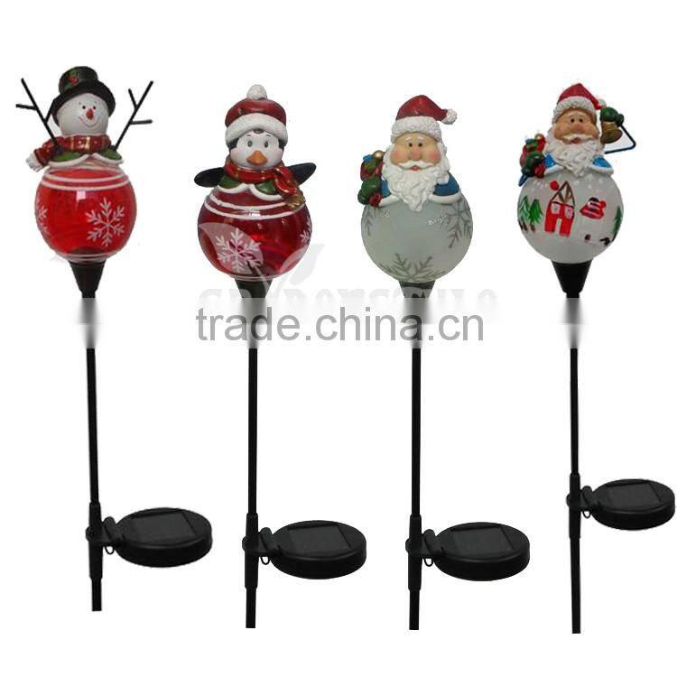 xmas decorative solar lighting garden pathway led solar crackle clear glass ball light