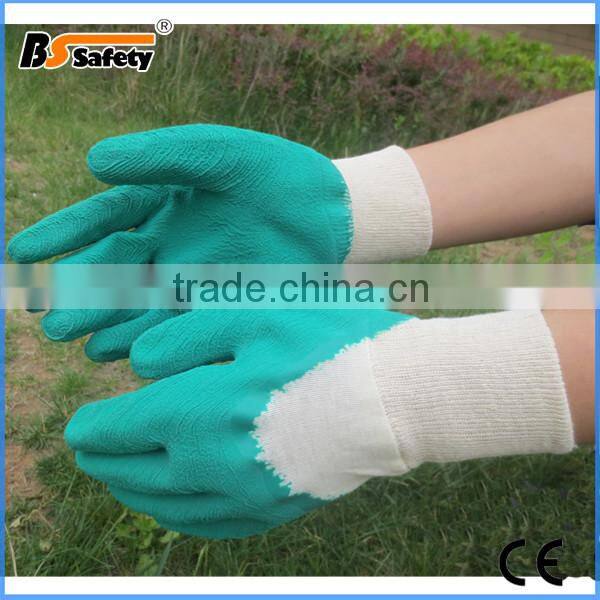 BSSAFETY 13 Guage Green Nylon Lining Foam Latex 3/4 Dipped Rigger Gloves