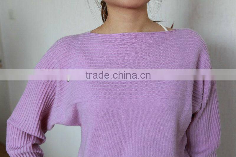 Ladies pure cashmere boat neck sweater