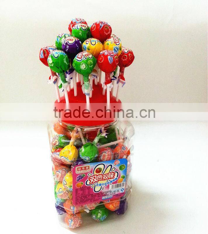 Big round whistle plastic sticks decorative fruit flavour lollipop candy brand
