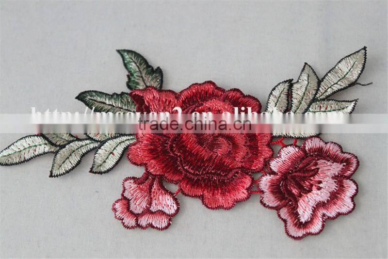 2016 hot sale polyester knitting fabric embroidery patch flower printing for ladies