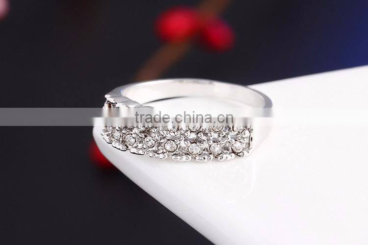 Free shipping silver plated clear crystal 1gram gold rings 2016