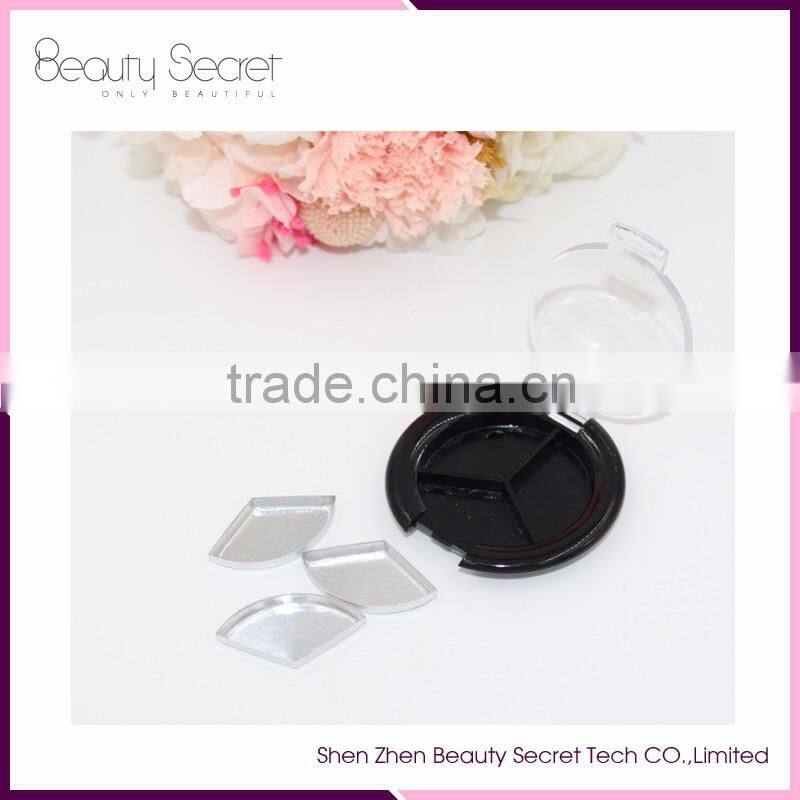 New Round 3cells 3 pans Empty Makeup Palette for eyeshadow