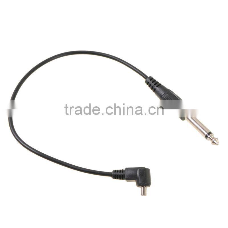 Hot sales 30cm 1ft Black 6.35mm 6.3mm 1/4" to Male PC Sync Flash Cable for Trigger Camera