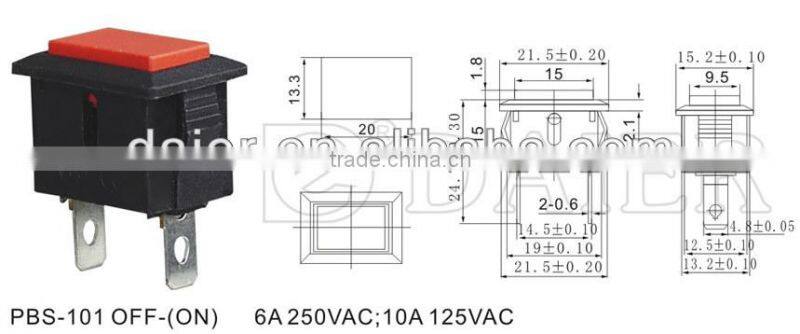 PBS-101 OFF-(ON) 10A 125VAC push button switch