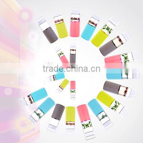 travel portable lead free silicone galss drinking bottle cup 550ml-grey