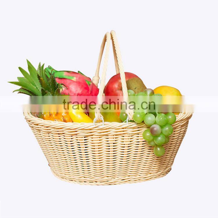 Used food dispaly tools PE wicker woven round shape bulk supermarket or kitchen vegetable storage baskets