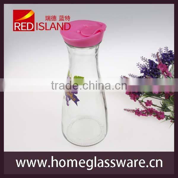 1L glass water bottle with lid, juice bottle