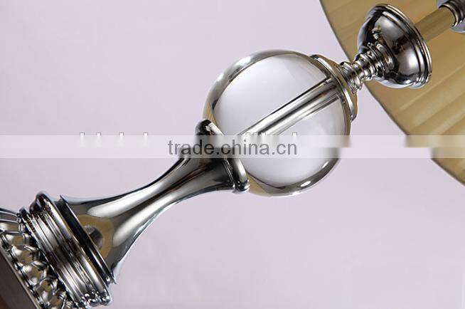 Silver electroplate metal K9 clear crystal lamp body table lamp with fabric lampshade