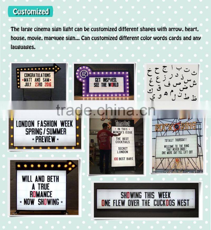home decoration cinematic light box with letters