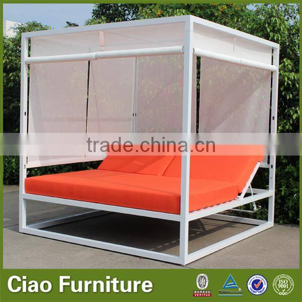 Outdoor furniture aluminum beach sunbed with sling curtain